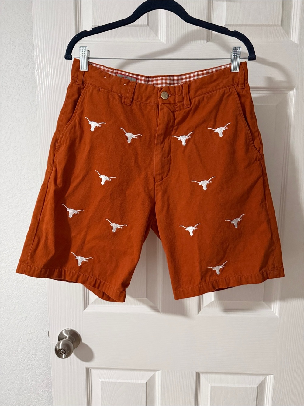 Longhorn Burnt Orange Embroidered Cotton Shorts
